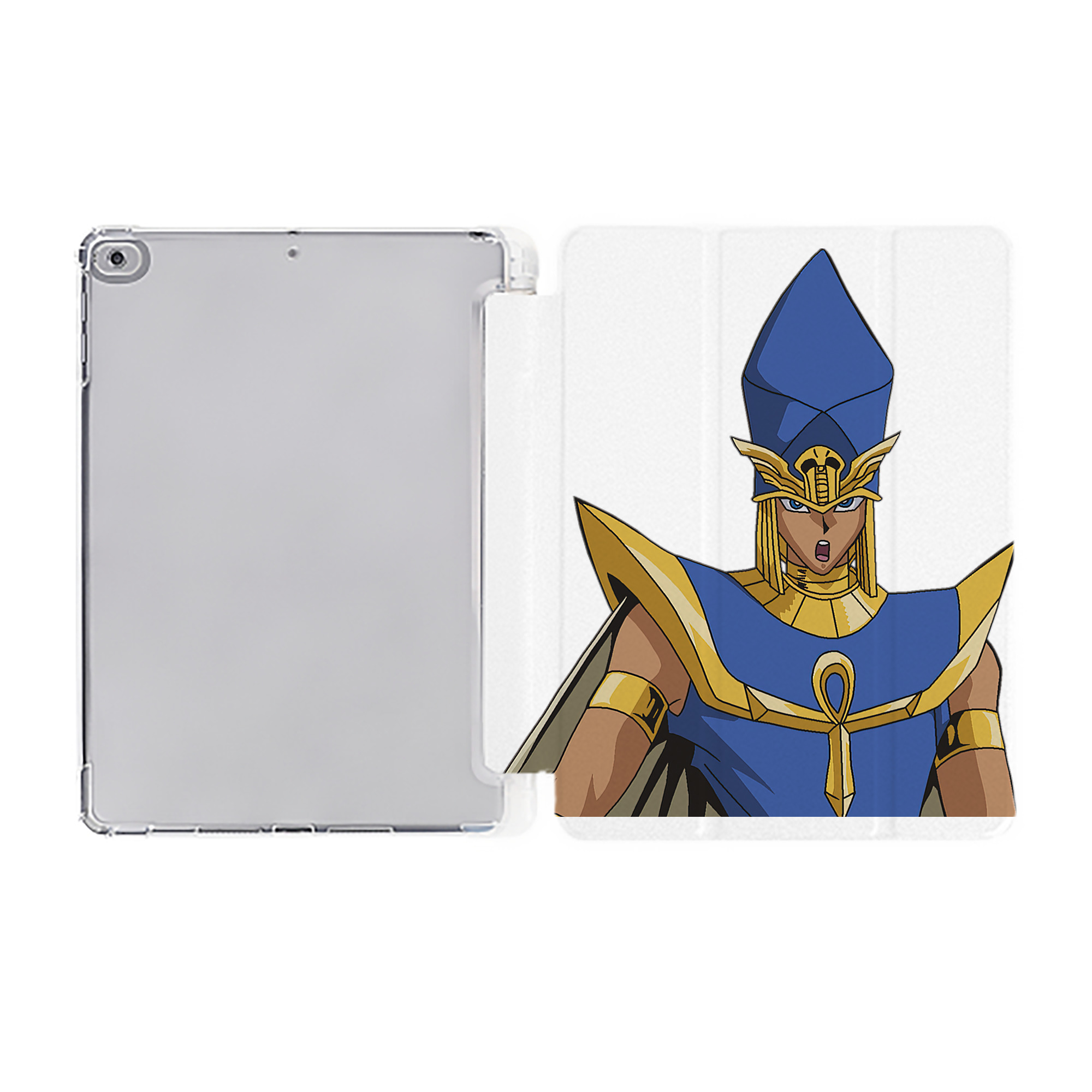 （画像用） 遊☆戯☆王 Yu-Gi-Oh! IPad ケース ペン収納付き 三つ折りスタンド PUレザー×シリコン 対応機種9.5/10.5/10.9インチ